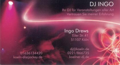 DJ Ingo Köln Hochzeit Heirat Geburtstag Firmenfeier Mobildisco