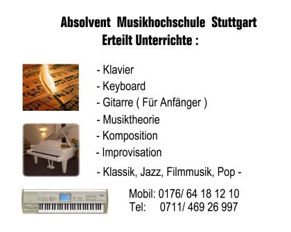 Klavier,Keyboard,Gitarrenunterricht