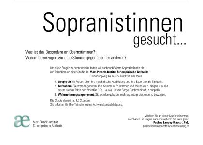 SUCHE Sängerinnen (Sopranstimme, Klassik) in Frankfurt