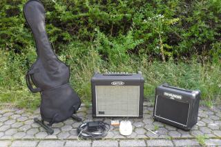 E-Gitarrenset in sehr gutem Zustand (E-Gitarre mit 2 Verstärkern und Zubehör)