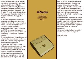 Interfax Harmonic Percolator